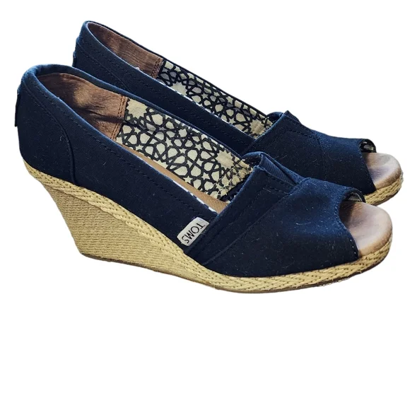 TOMS Women's Classic Espadrille Wedge Sandal, Size 8W - Picture 1 of 11
